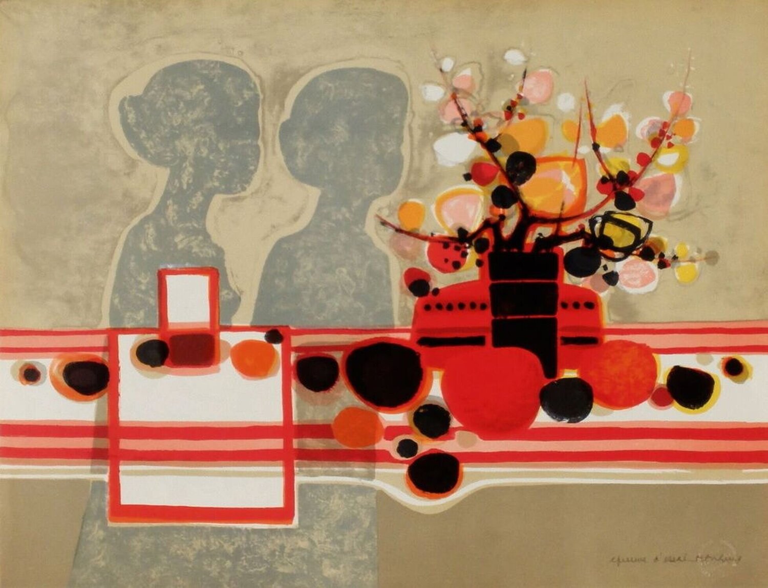 1973 - Silhouettes et bouquet Frédéric Menguy Druck zu verkaufen
