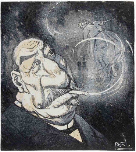 The Smoke Cloud (Giovanni Giolitti) de Gabriele Galantara, Obra en papel a la venta en Singulart