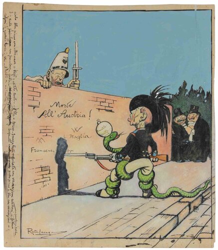 The "Bersagliere" and the Snake di Gabriele Galantara, Opera su carta in vendita su Singulart