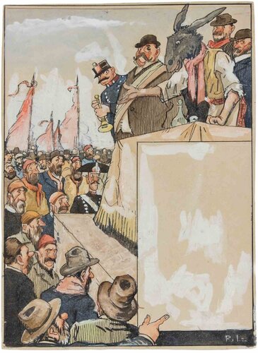 The Campaign Rally par Gabriele Galantara, Œuvre sur papier en vente sur Singulart