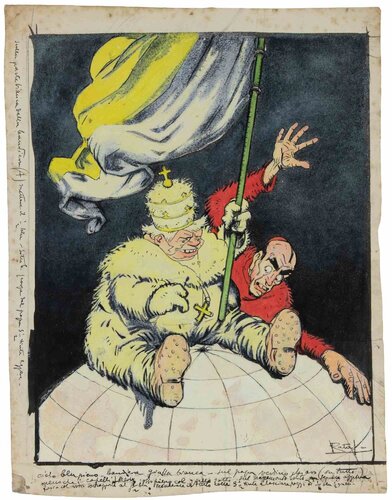 The Pope and the globe par Gabriele Galantara, Œuvre sur papier en vente sur Singulart