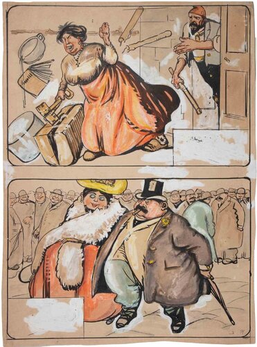 Domestic Disorder and Bourgeois Promenade van Gabriele Galantara, Werk op papier te koop op Singulart
