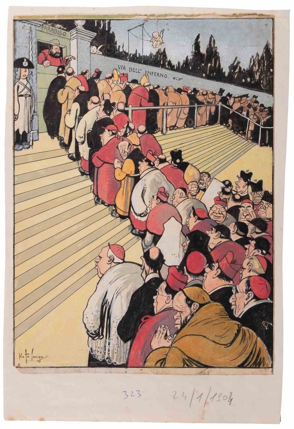 Via dell'inferno, Via del Paradiso Gabriele Galantara Werk auf Papier zu verkaufen