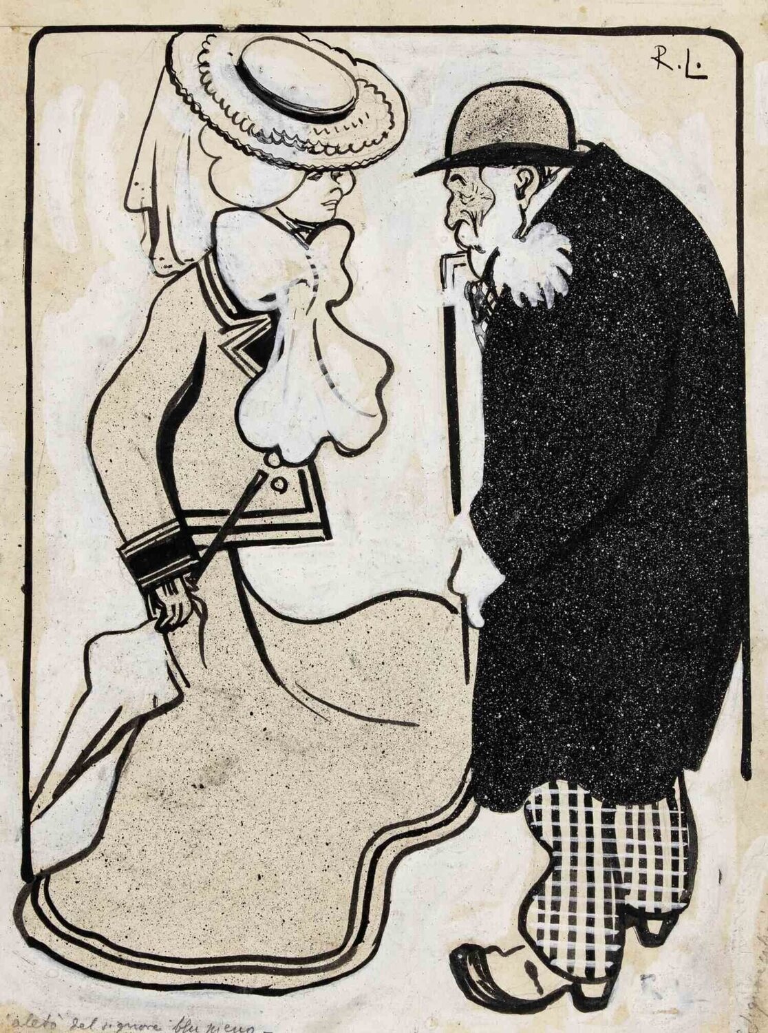 The Gentleman and the Lady Gabriele Galantara Werk auf Papier zu verkaufen