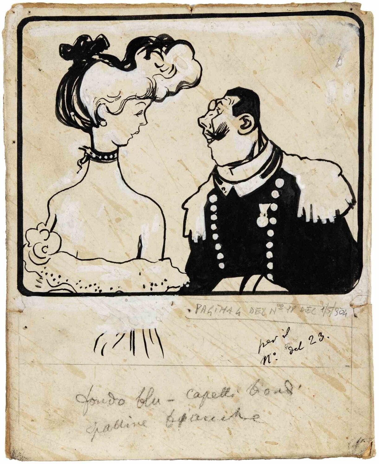  Blonde Hair and White Balls Gabriele Galantara Werk auf Papier zu verkaufen