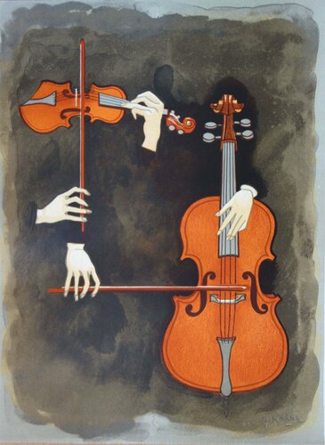 Musique, Violon et violoncelle, Lithographie originale signée by Georges Rohner, Print for Sale on Singulart