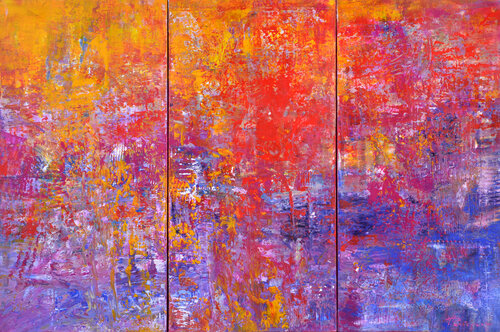 Fields of poppies. Triptych par Vania Bouwmeester Pentcheva, Peinture en vente sur Singulart