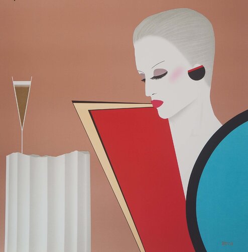 La Coupole : Femme à la coupe de Champagne von Gérard Courbouleix-Deneriaz, Druck kaufen auf Singulart