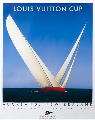 Louis Vuitton Cup 2003 Auckland hand signed original (Gerard Courbouleix) di Gérard Courbouleix-Deneriaz, Stampa in vendita su Singulart