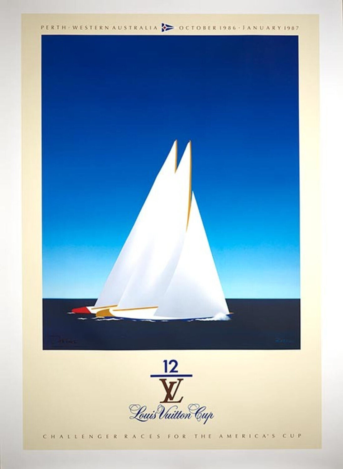 Louis Vuitton Cup 1987 hand signed original (Gerard Courbouleix) Gérard Courbouleix-Deneriaz Druck zu verkaufen