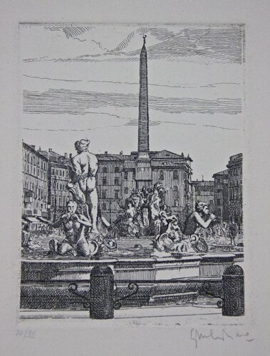 Navona Square by Giuseppe Malandrino, Print for Sale on Singulart