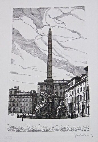 Obelisk in Piazza Navona di Giuseppe Malandrino, Stampa in vendita su Singulart