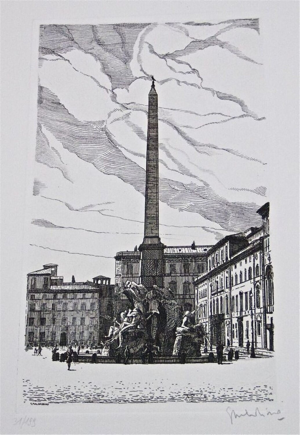 Obelisk in Piazza Navona Giuseppe Malandrino Stampa in vendita