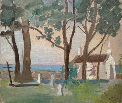 La petite chapelle en bord de mer di Gustave Pierre, Pittura in vendita su Singulart