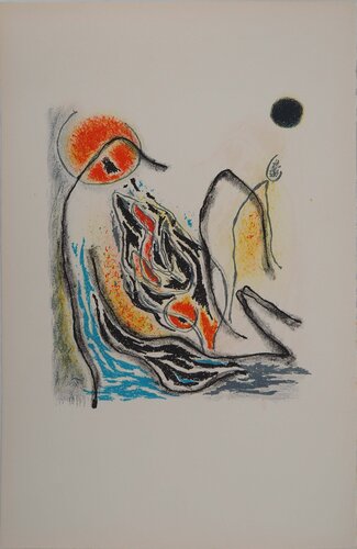 Soleil rouge au bord de mer de Gustave Singier, Impresión a la venta en Singulart