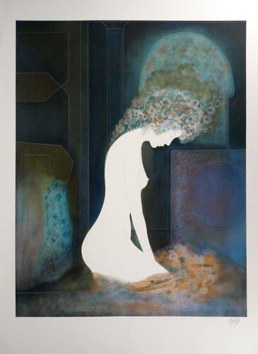 Nu au clair de lune, Lithographie originale signée by Guy Ribes, 版画 for Sale on Singulart