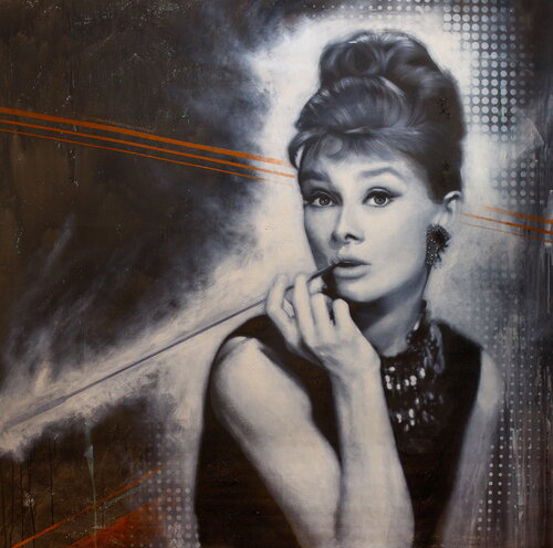 Untitled (Audrey Hepburn as Holly Golightly) by Michael Andrew Law Cheuk Yui, Painting for Sale on Singulart