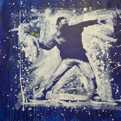 Untitled ( Banksy Love is in the Air Flower Thrower ) by Michael Andrew Law Cheuk Yui, Painting for Sale on Singulart