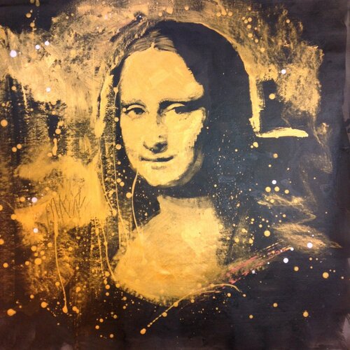 Mona Lisa Portrait Study in Gold, Copper and Silver by Michael Andrew Law Cheuk Yui, Painting for Sale on Singulart