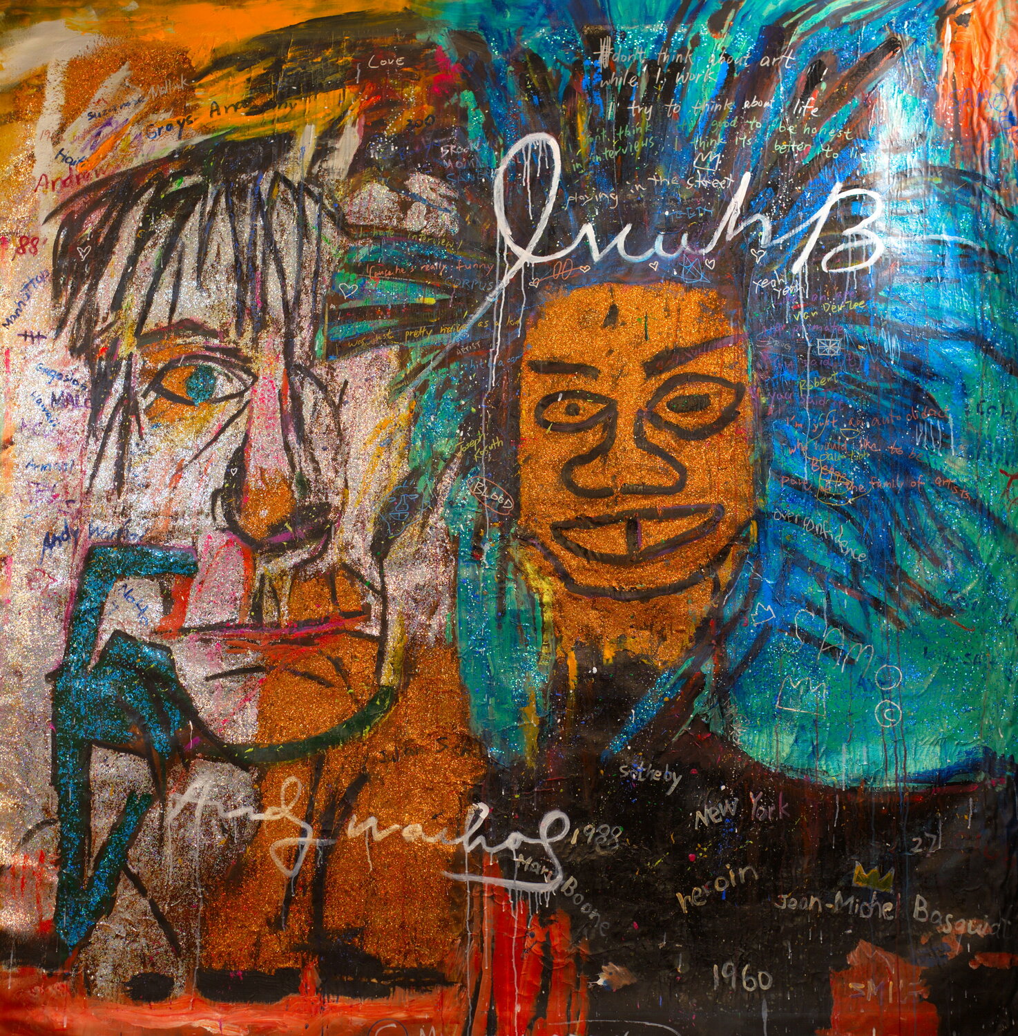 Untitled Art History Painting ( JeanMichel Basquiat's Dos Cabezas ) by