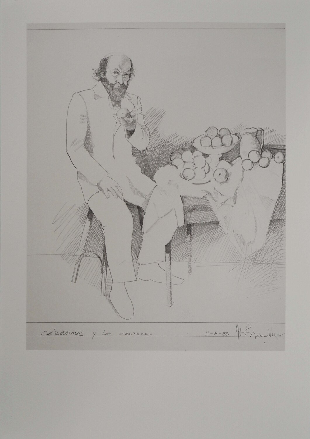 Hommage, Cézanne et les oranges, Héliogravure signée Herman Braun-Vega Impresión en venta