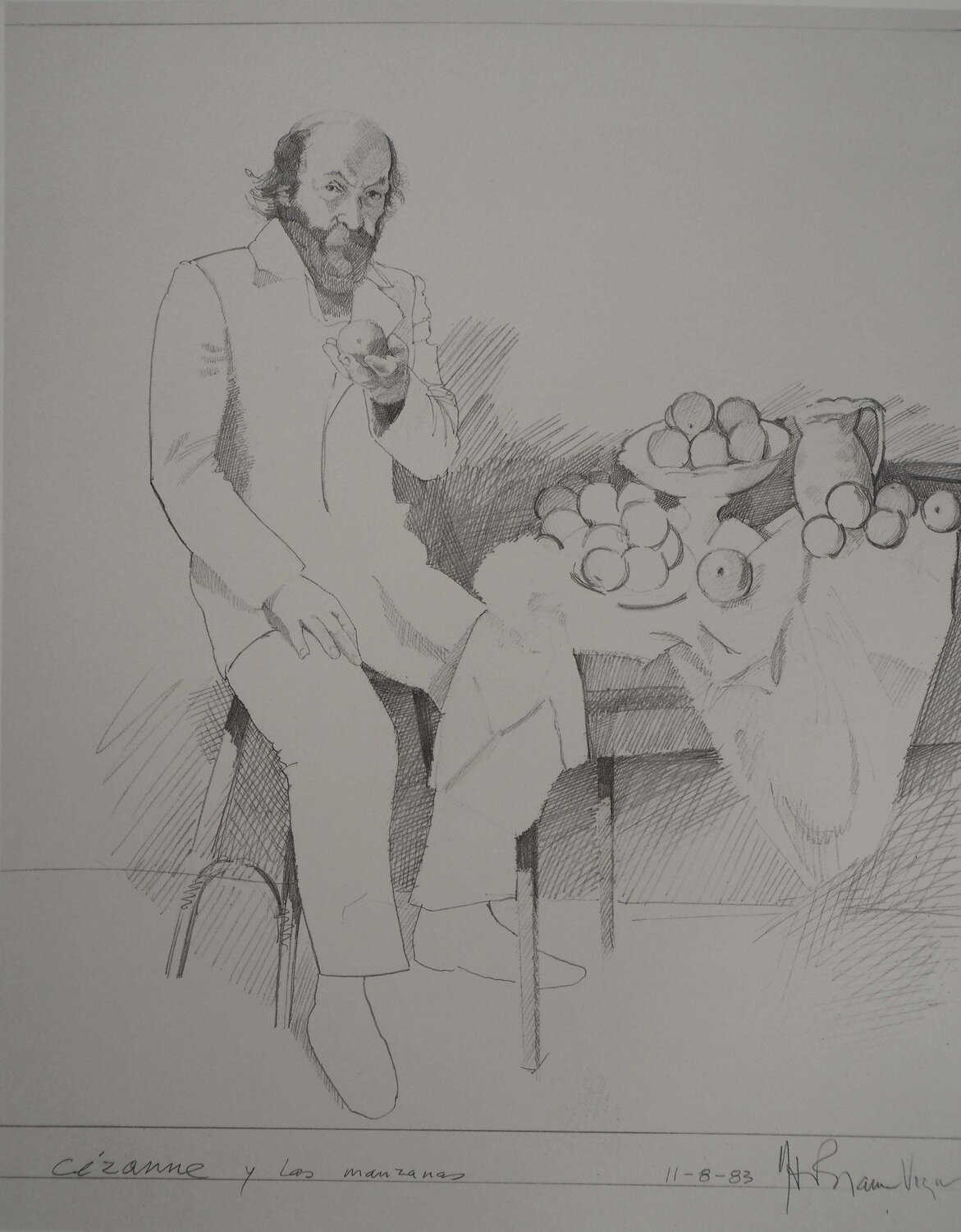 Hommage : Cézanne et les oranges Herman Braun-Vega Druck zu verkaufen