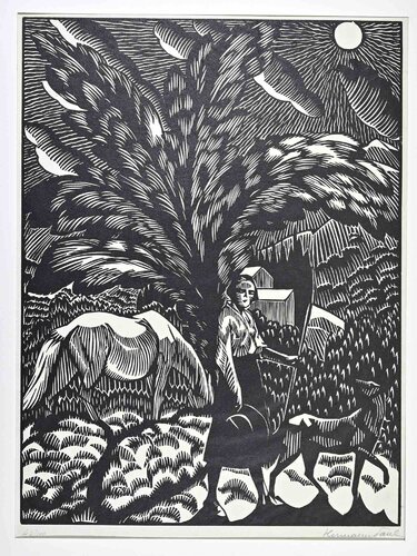 Woman in a Nocturnal Landscape von Hermann Paul, Druck kaufen auf Singulart