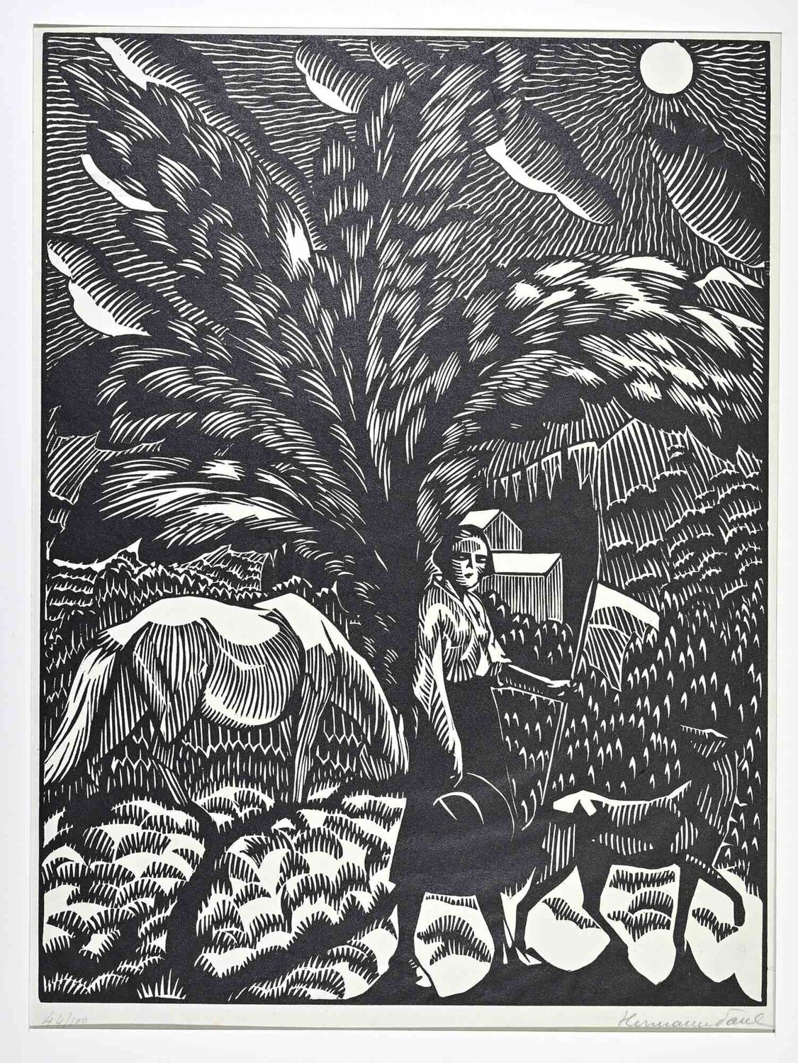 Woman in a Nocturnal Landscape Hermann Paul Druck zu verkaufen