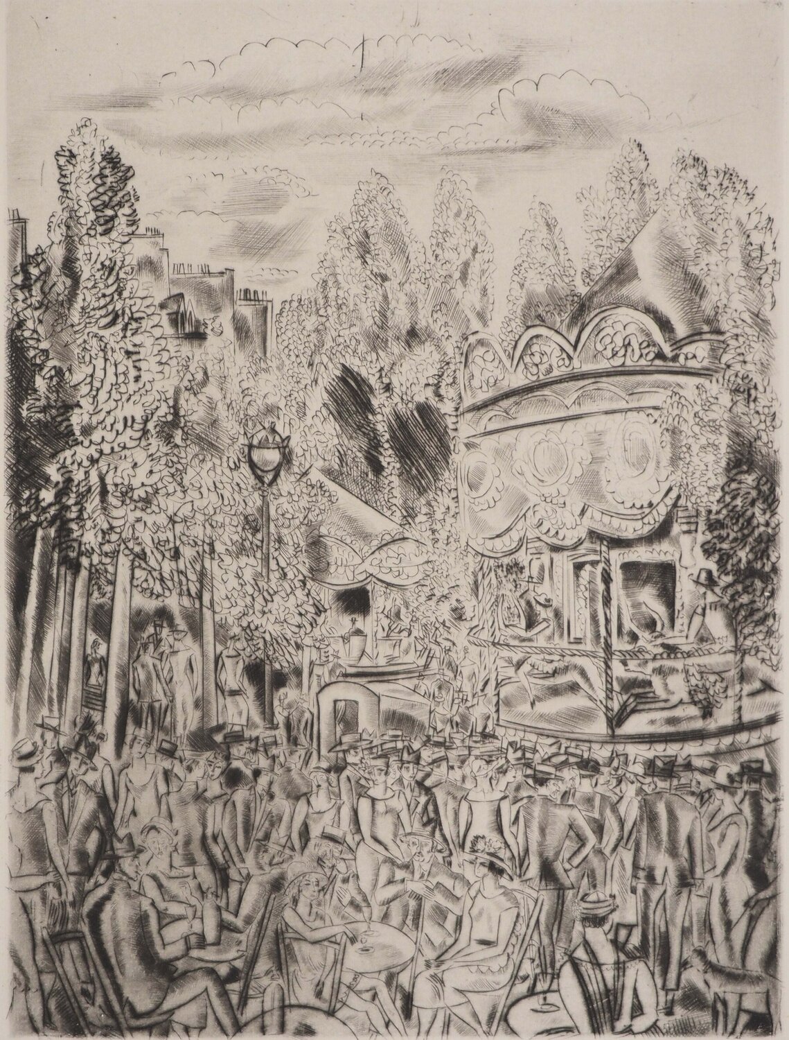 La Fête à Montmartre, Gravure originale Hermine David Afdruk te koop