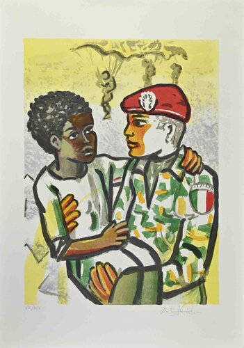 Soldier's  Hug by Ibrahim Kodra, Print for Sale on Singulart