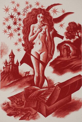 La reine nue, Gravure sur bois originale by Jacques Boullaire, Print for Sale on Singulart