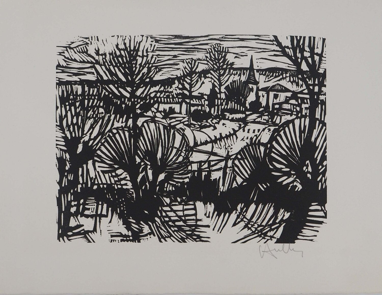 Vue sur une chapelle Jacques Hallez Print for sale