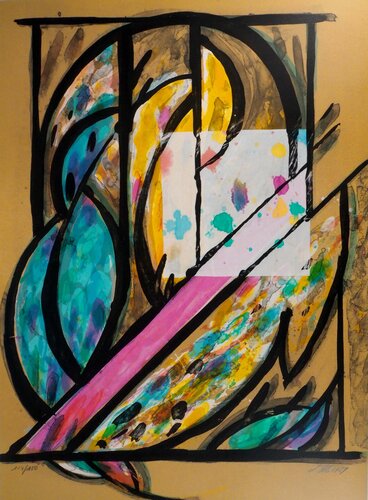 Couple de Perruches, Lithographie originale signée de Jacques Poli, Impresión a la venta en Singulart