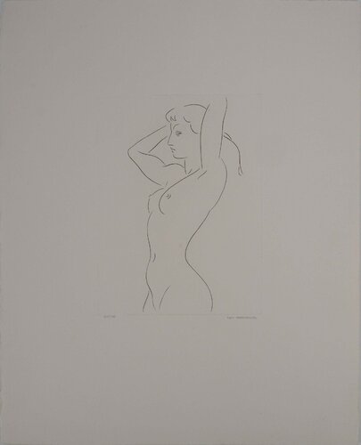 Nu féminin debout, Gravure originale signée par Jacques Van-Melkebeke, Édition en vente sur Singulart
