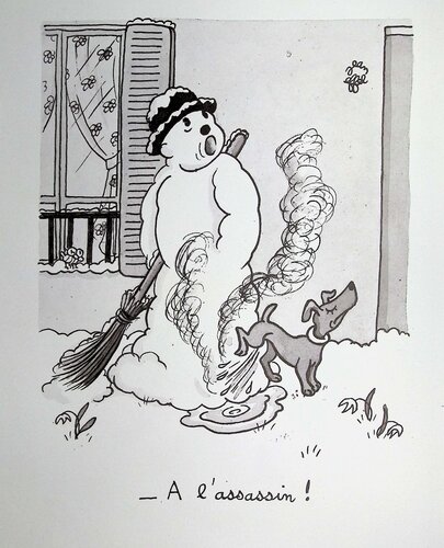 Le bonhomme de neige de Jean Effel, Impresión a la venta en Singulart