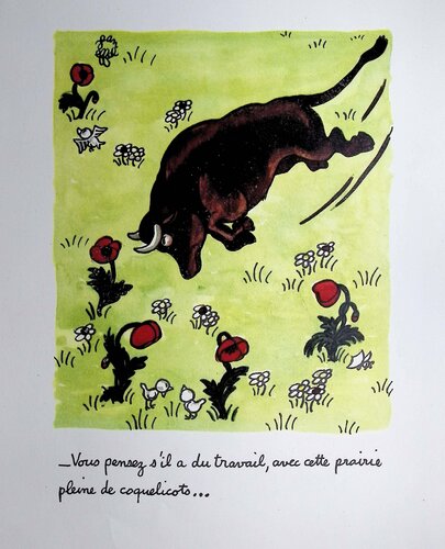 Le taureau et les coquelicots de Jean Effel, Impresión a la venta en Singulart