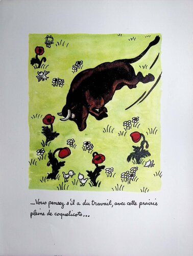Le taureau et les coquelicots by Jean Effel, Print for Sale on Singulart