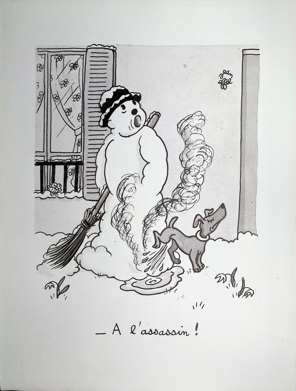 Le bonhomme de neige Jean Effel Afdruk te koop