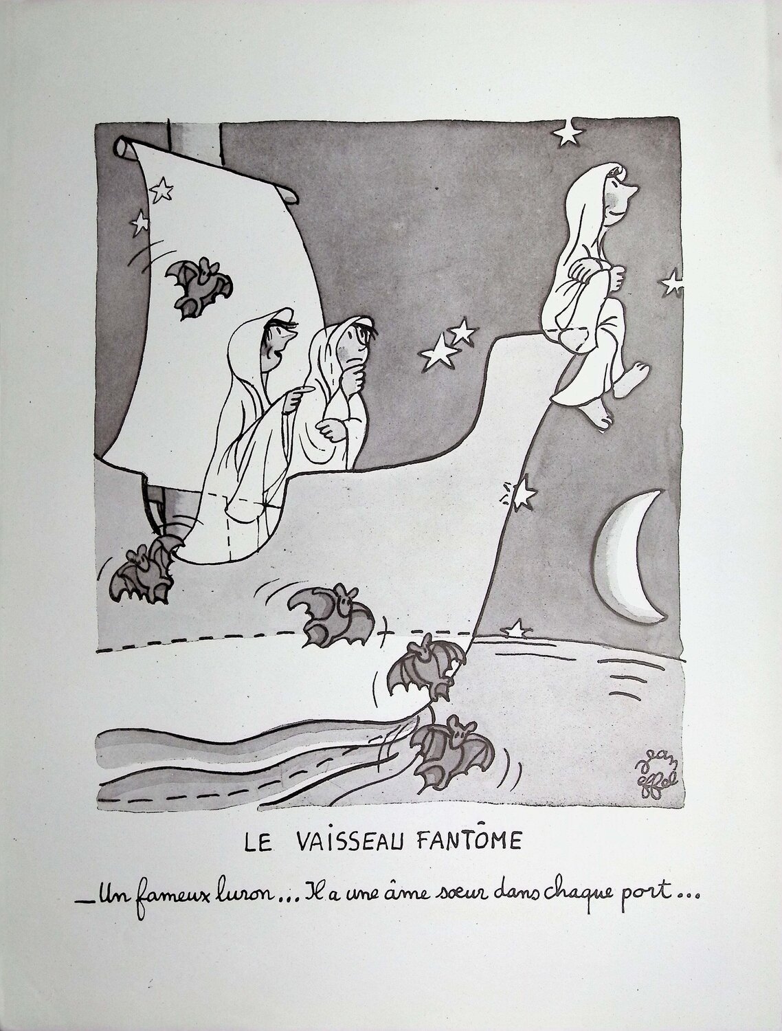 Le vaisseau fantôme Jean Effel Print for sale