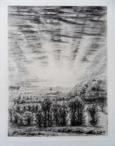 Lever du jour sur la campagne by Jean Frelaut, 版画 for Sale on Singulart