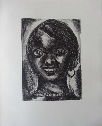 Femme souriante, Lithographie originale signée van Jean-Gabriel Daragnès, Afdruk te koop op Singulart
