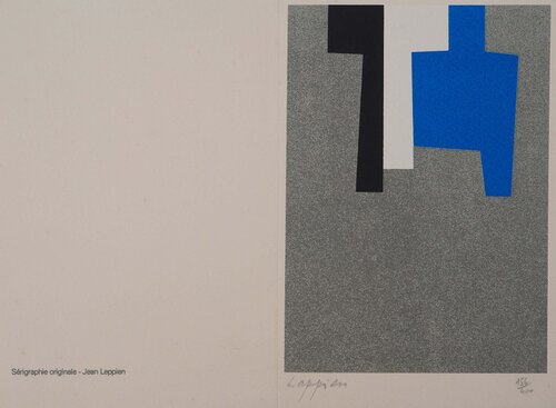 Bleu et blanc sur Gris von Jean Leppien, Druck kaufen auf Singulart