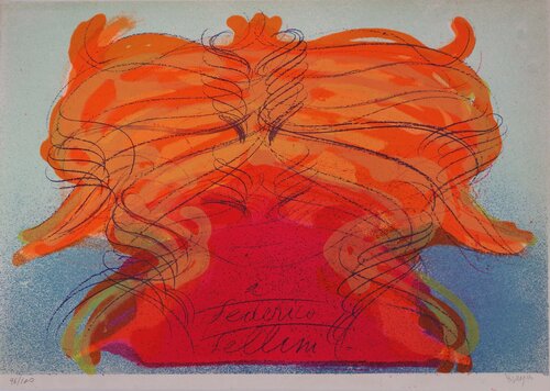 Hommage à Federico Fellini, Lithographie originale signée de Jean Messagier, Impresión a la venta en Singulart
