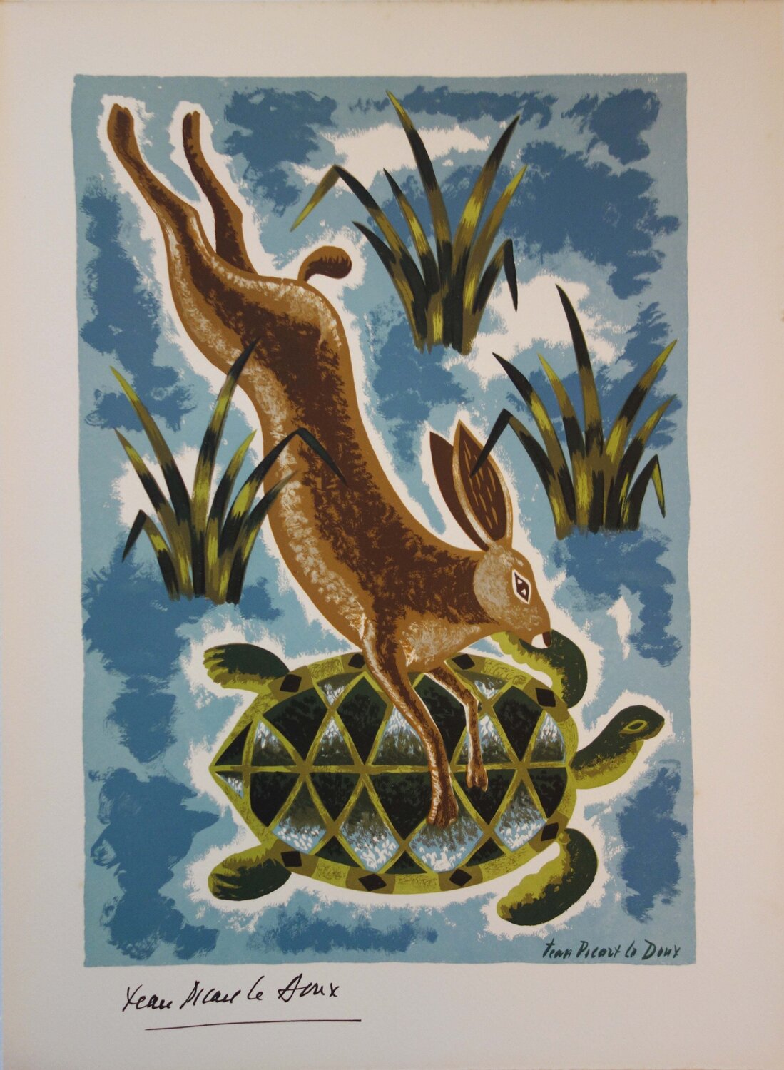 Le lièvre et la tortue Jean Picart-Le-Doux Druck zu verkaufen