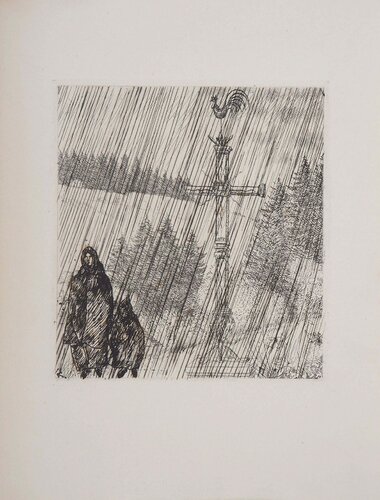 Bretagne, Promenade au Calvaire, Gravure originale de Jean-Emile Laboureur, Impresión a la venta en Singulart
