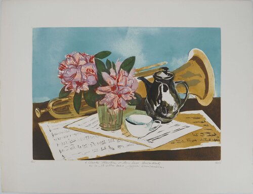 Nature morte et trompette Jeannine Hervé