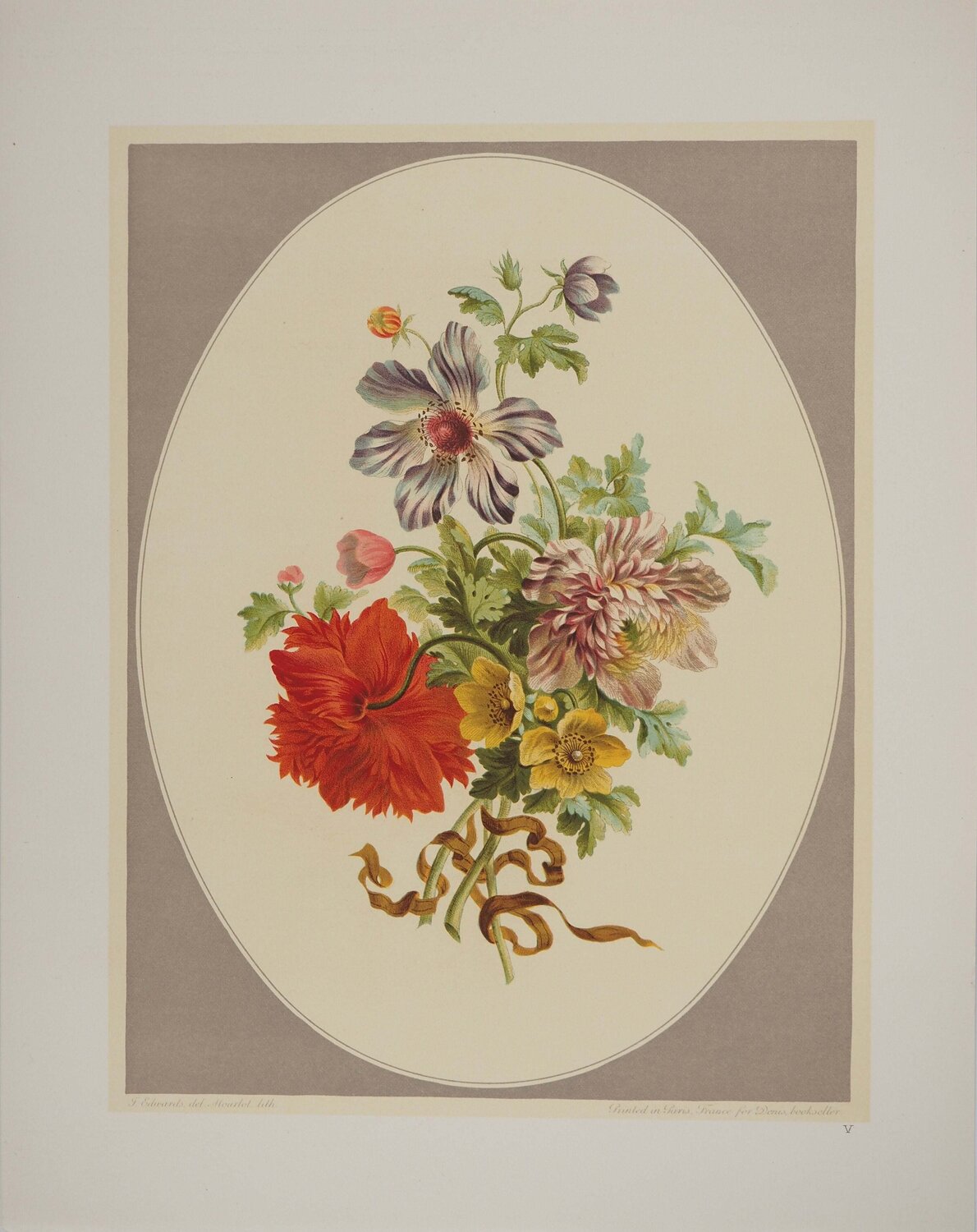 Fleurs et Bouquets, Une composition printanière, Lithographie signée John Edwards Afdruk te koop