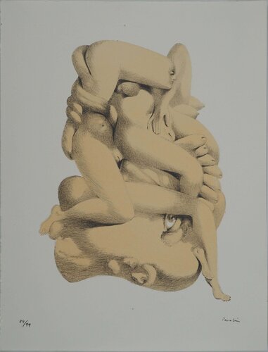 Intimité du couple, Lithographie originale signée di Jules Perahim, Stampa in vendita su Singulart