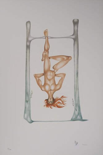 L’alphabet Hébreu, le pendu, Lithographie originale signée von Jules Perahim, Druck kaufen auf Singulart