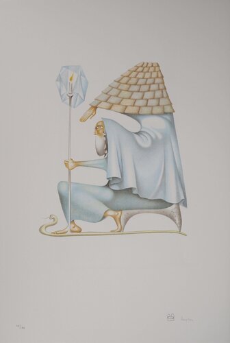 L’alphabet Hébreu, le conseil du sage, Lithographie originale signée von Jules Perahim, Druck kaufen auf Singulart